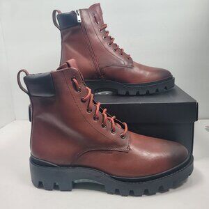 Coach Citysole Men’s Red Mocha Leather Lace Up Boots G5437 US Size 12D